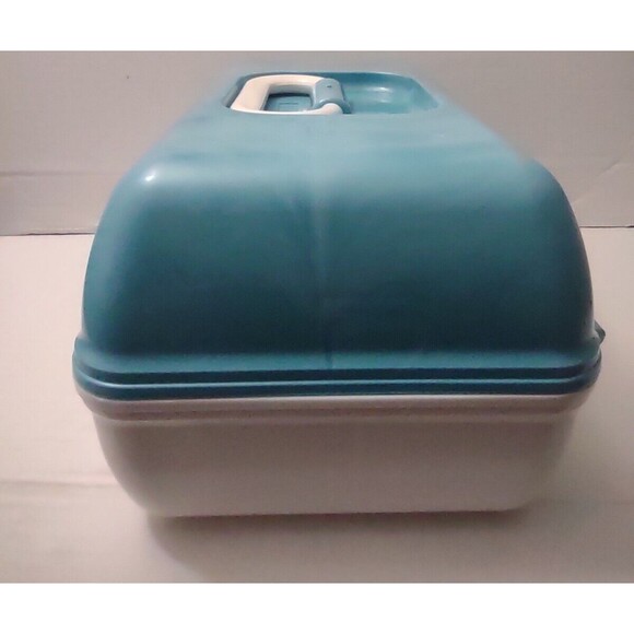 Caboodles Makeup Box Carry Case Mirror Tray Teal/White Collectible 5626 - Picture 4 of 12